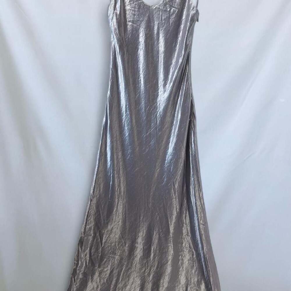 Urban Revivo Lavender Strappy A-Line Satin-Like Maxi Dress